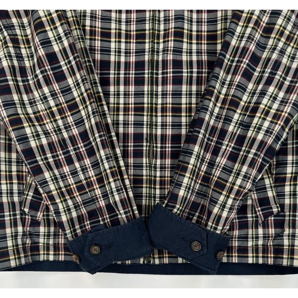 Vintage Tommy Hilfiger Men's Large Reversible Plaid Harrington Jacket Navy Blue